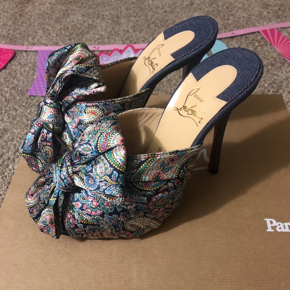 Satin Paisley/ Denim Christian Louboutin Heels